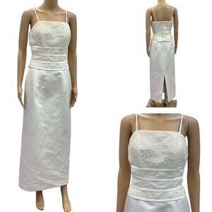 Vintage Gloria Vanderbilt Formal Wedding Gown Creamy White Lace Overlay Bodice 8